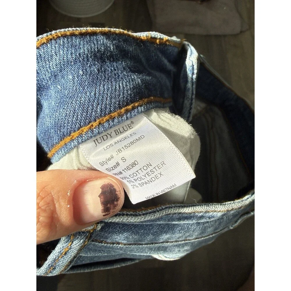 Judy Blue Mid Rise Distressed Cutoff Jorts Women Dark Wash Small 27x6 #JB15280 - Picture 8 of 9